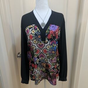 Vibrant Floral V-Neck Blouse